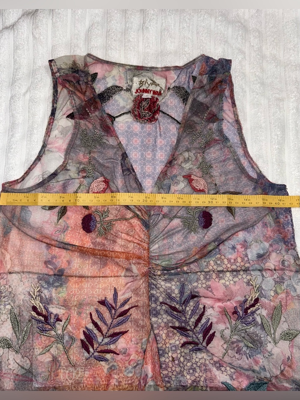 Johnny Was Sheer Floral Dress - Picture 3 of 15